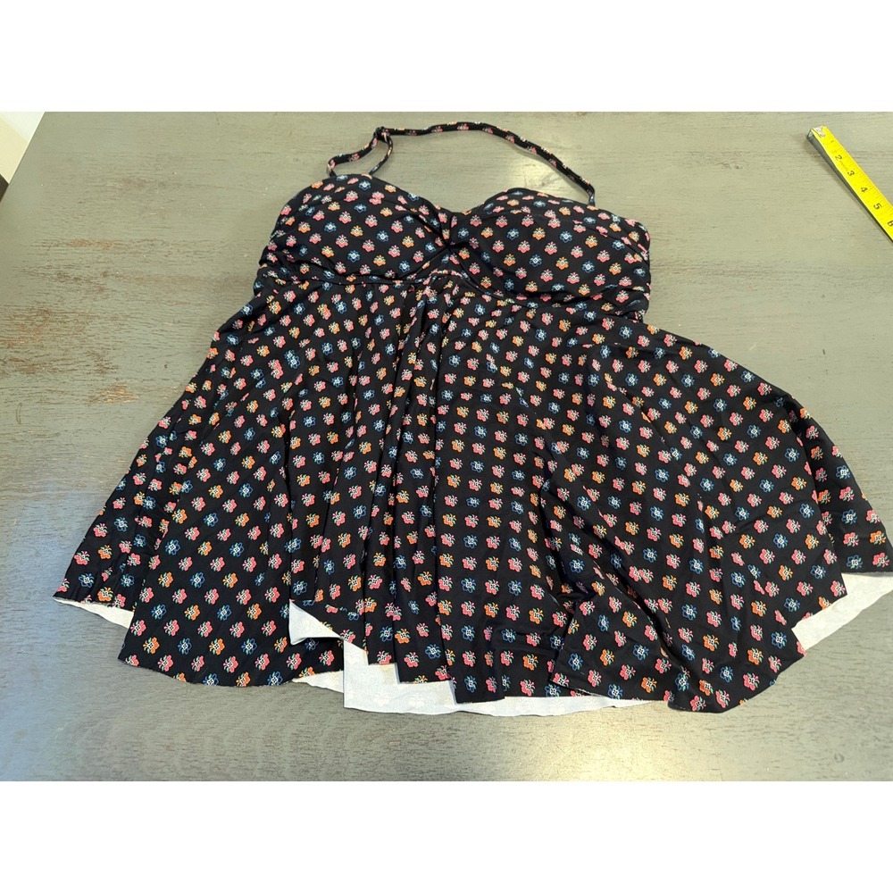Gap Womens Floral Geometric Halter Tankini Swim Top Black Size M